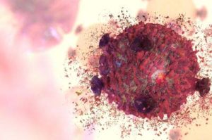 Ilustração médica 3D de uma célula cancerígena