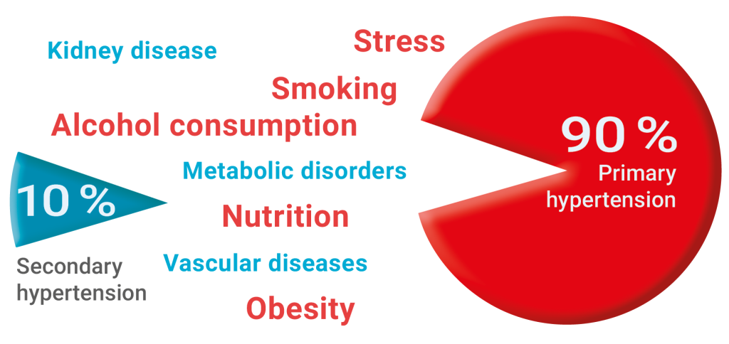 A graphic showing the various causes of high blood pressure